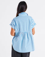 Betty Basics Mara Short Sleeve Shirt - Blue Stripe