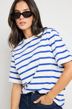 RE: Union Binding Blue White Stripe Boxy Fit Tee - Blue White Stripe