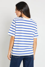 RE: Union Binding Blue White Stripe Boxy Fit Tee - Blue White Stripe