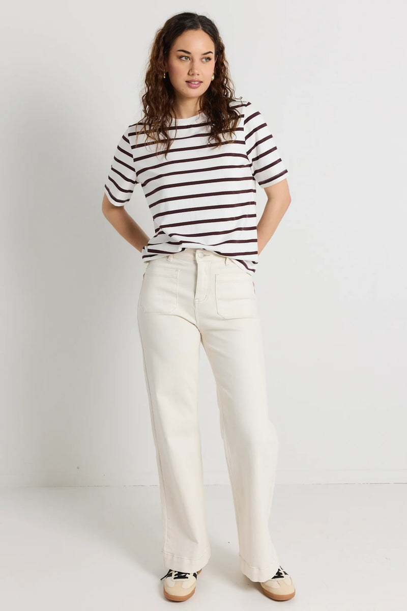 RE: Union Binding Chocolate White Stripe Boxy Fit Tee