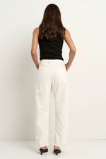 Stories Be Told Campus Ecru Tie Waist Barrel Jeans