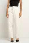 Stories Be Told Campus Ecru Tie Waist Barrel Jeans