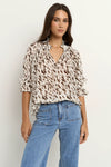 Ivy + Jack Certainty White Chocolate Animal Shirred SS Top