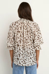 Ivy + Jack Certainty White Chocolate Animal Shirred SS Top