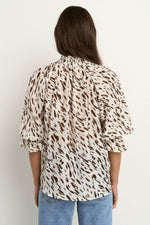 Ivy + Jack Certainty White Chocolate Animal Shirred SS Top