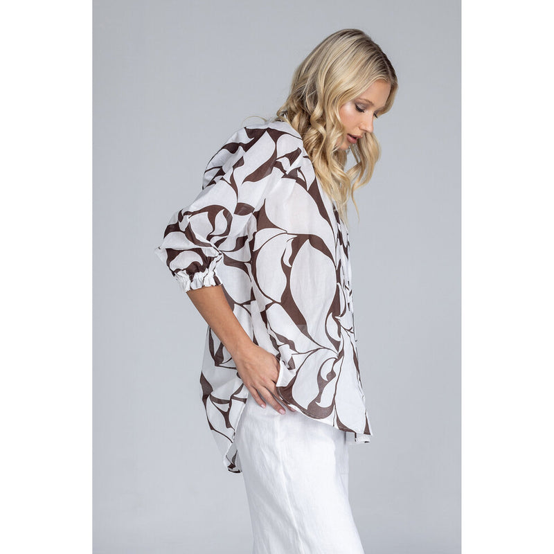 Blak Charlotte Top - Chocolate with Ivory Floral