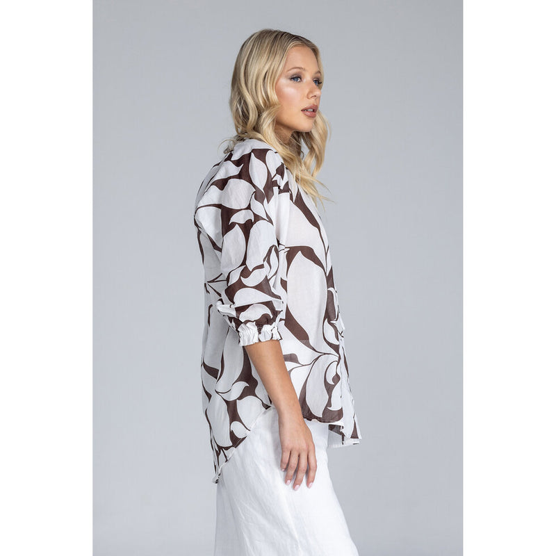 Blak Charlotte Top - Chocolate with Ivory Floral