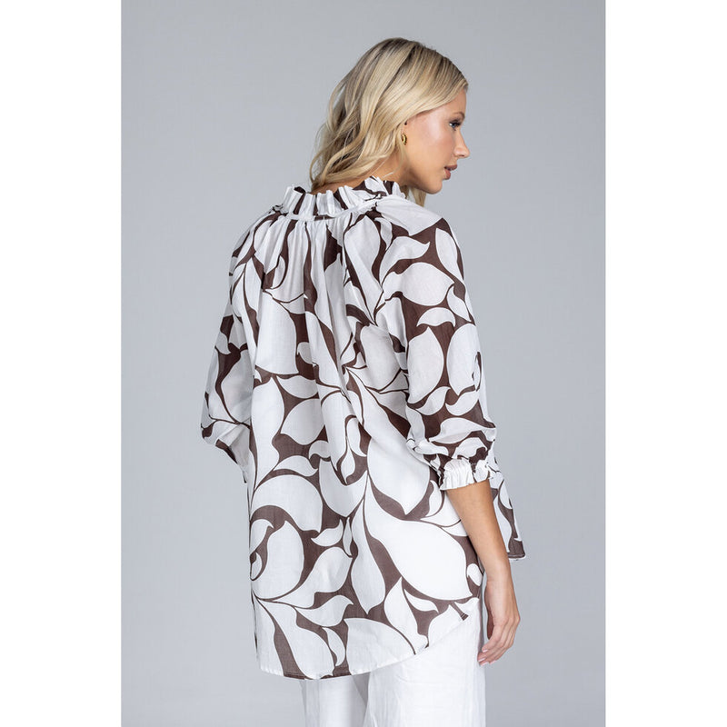 Blak Charlotte Top - Chocolate with Ivory Floral