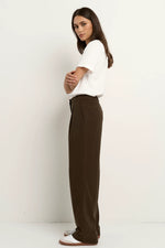 Ivy + Jack Confidential Chocolate Soft Touch Longer Length Elastic Back Pants - Chocolate