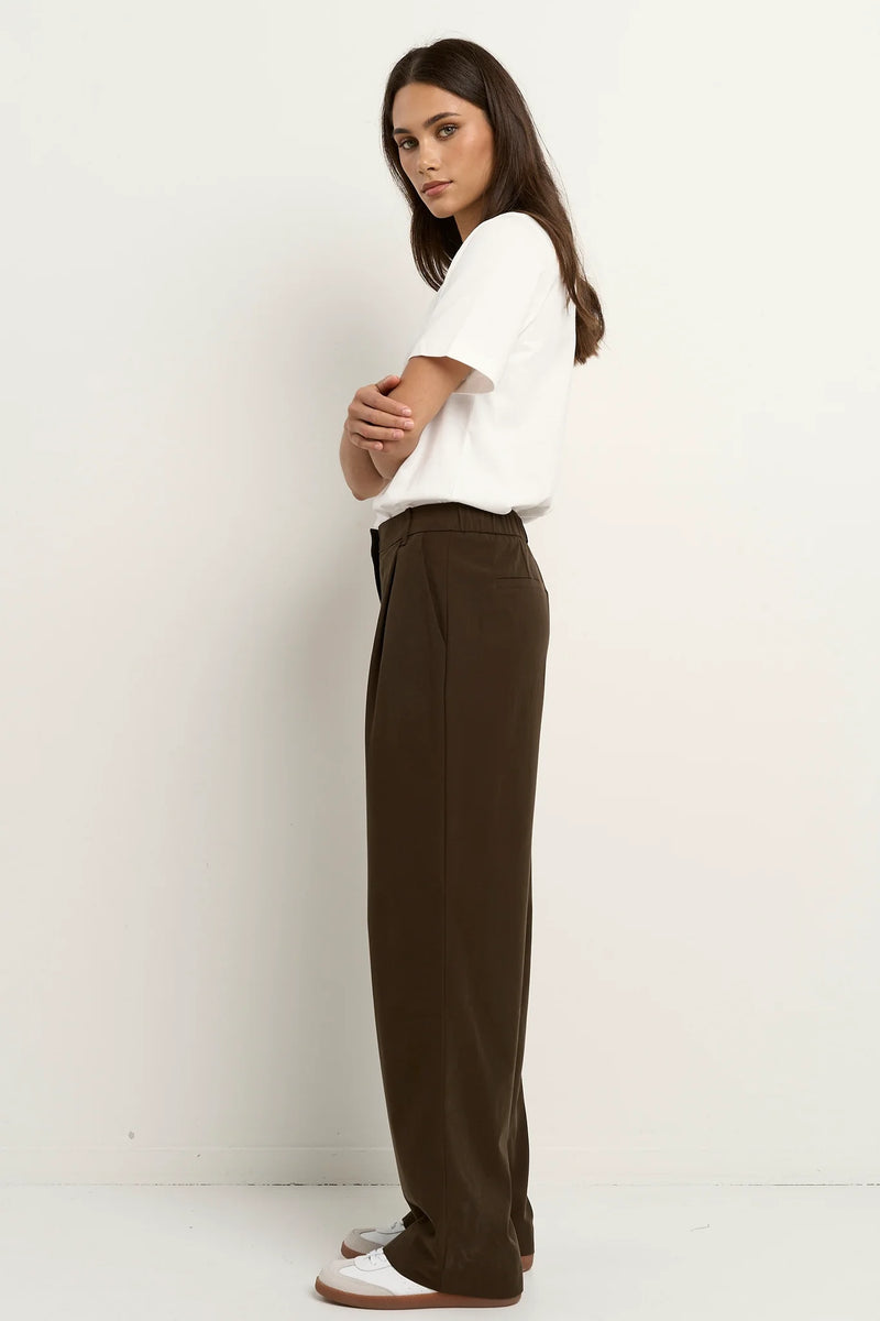 Ivy + Jack Confidential Chocolate Soft Touch Longer Length Elastic Back Pants - Chocolate
