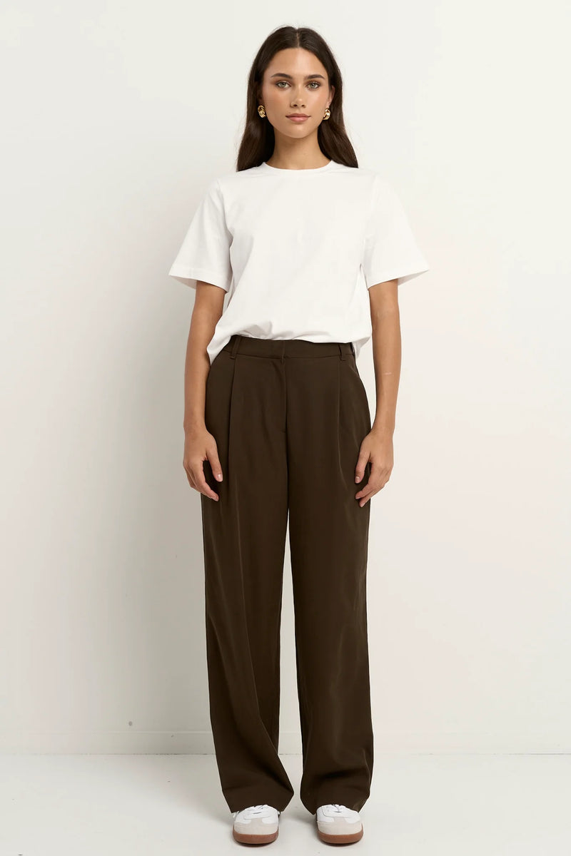 Ivy + Jack Confidential Chocolate Soft Touch Longer Length Elastic Back Pants - Chocolate