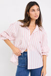By Rosa Connection Pink Stripe Button Front Blouse