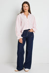 By Rosa Connection Pink Stripe Button Front Blouse