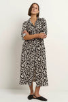 Among The Brave Cyprus Black Leaves LS Shirt Midi Dress - Black Leaves