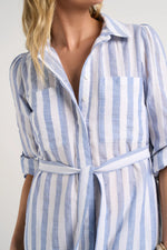 Among The Brave Cyprus Blue Stripe LS Shirt Midi Dress  - Blue Stripe