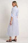 Among The Brave Cyprus Blue Stripe LS Shirt Midi Dress  - Blue Stripe