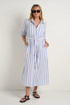 Among The Brave Cyprus Blue Stripe LS Shirt Midi Dress  - Blue Stripe