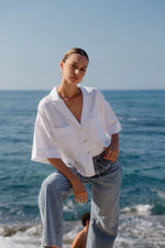 RE: Union Meander White Linen Boxy SS Shirt - White
