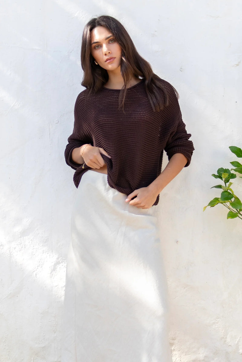 RE: Union Dawn Chocolate Crochet Knit Jumper - Chocolate