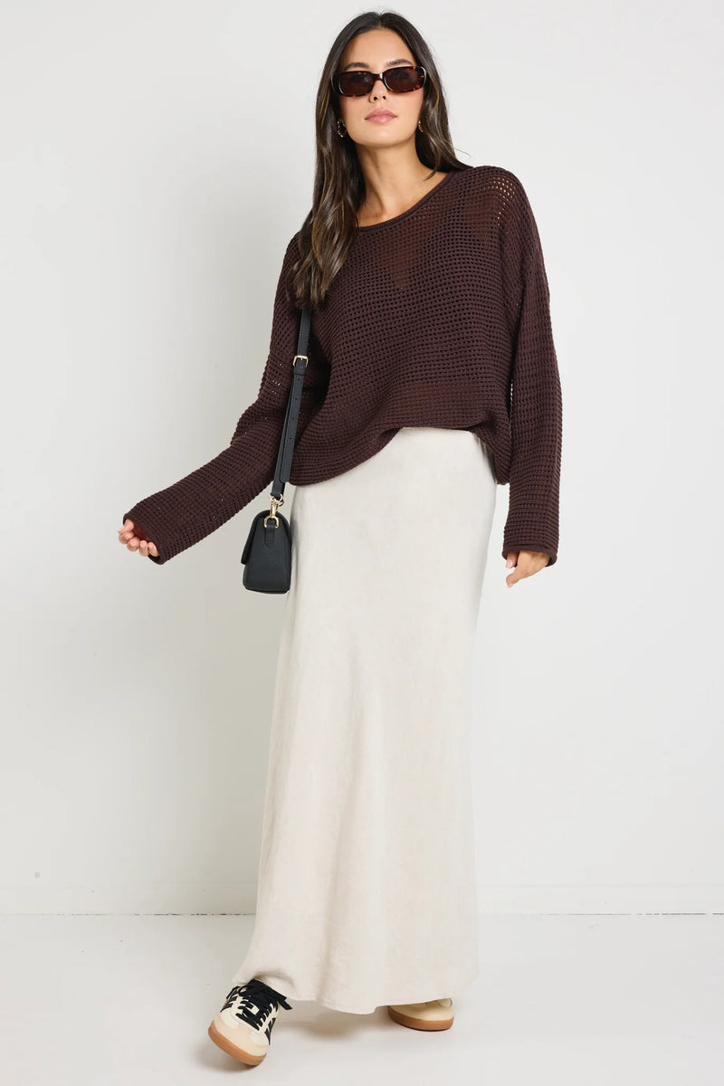 RE: Union Dawn Chocolate Crochet Knit Jumper - Chocolate