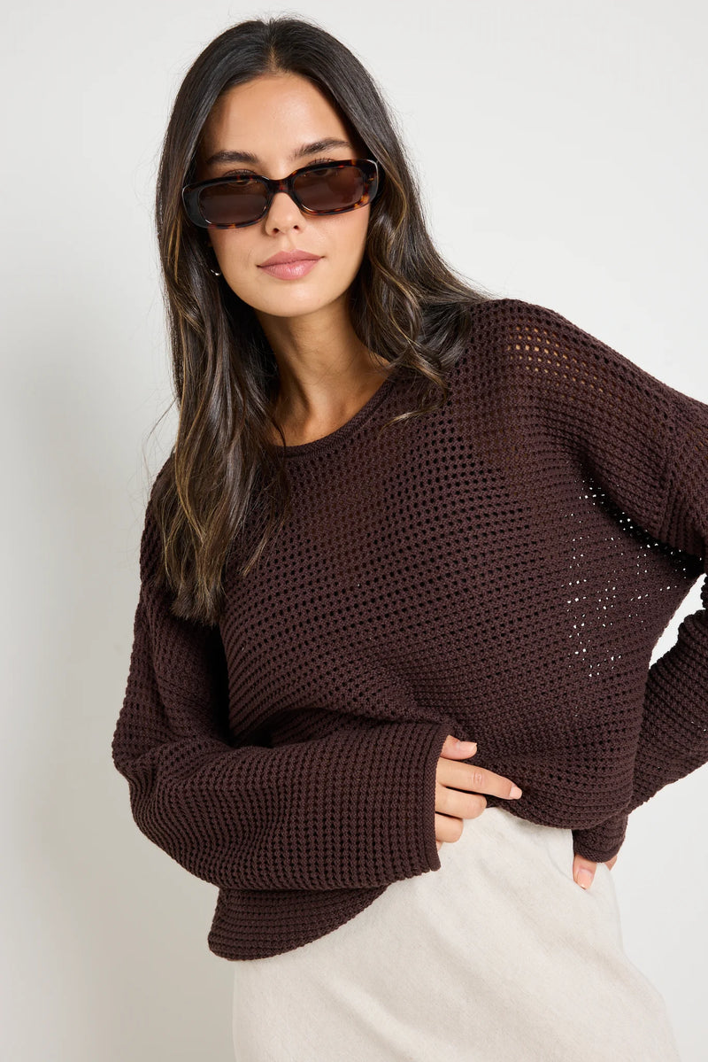 RE: Union Dawn Chocolate Crochet Knit Jumper - Chocolate