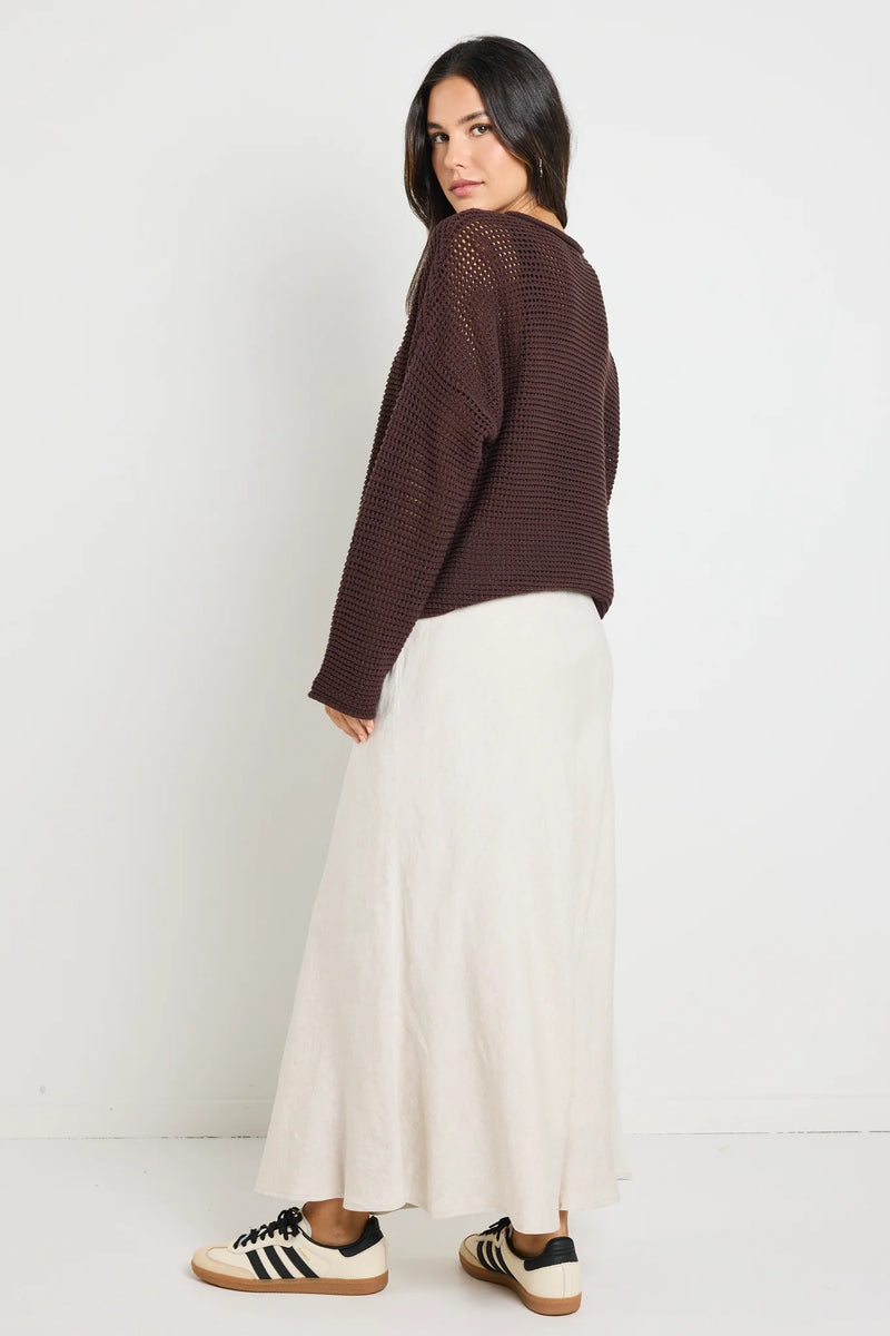 RE: Union Dawn Chocolate Crochet Knit Jumper - Chocolate
