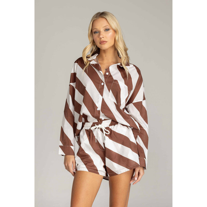 Blak Defiant Shirt - Chocolate/White Diagonal Stripe