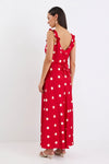 Georgia Mae Delightful Cherry Polka Dot Satin Bias Slip Maxi Dress - Cherry Polka Dot