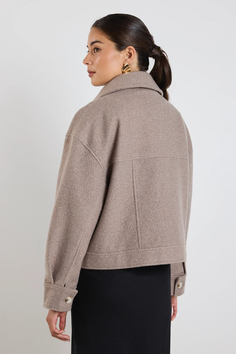 Among The Brave Driver Taupe Boucle Trucker Jacket - Taupe Boucle