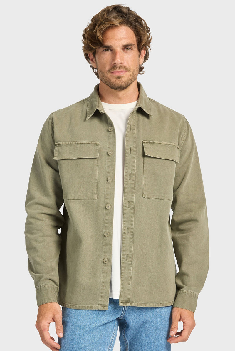 The Academy Brand Essential Overshirt - Aloe Green