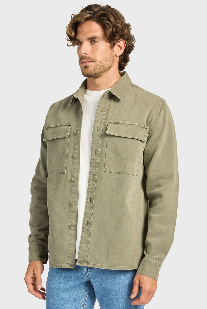 The Academy Brand Essential Overshirt - Aloe Green