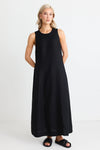 Re: Union Easygoing Black Linen Blend Sleeveless Crew Neck Midi Dress - Black