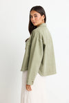 Among The Brave Echo Khaki Patch Pocket Denim Jacket - Khaki