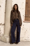 Among The Brave Embrace Leopard Georgette High Neck LS Top - Leopard