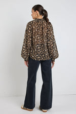 Among The Brave Embrace Leopard Georgette High Neck LS Top - Leopard