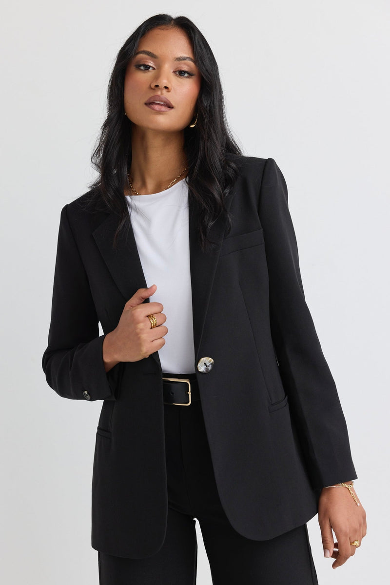 Among the Brave Enough Black Textured Fitted Blazer