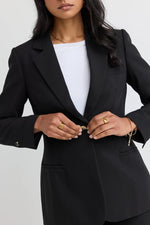 Among the Brave Enough Black Textured Fitted Blazer