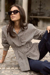 Among The Brave Ensured Black Stripe Fitted Corset Shirt - Black Stripe