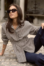 Among The Brave Ensured Black Stripe Fitted Corset Shirt - Black Stripe
