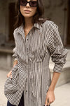 Among The Brave Ensured Black Stripe Fitted Corset Shirt - Black Stripe