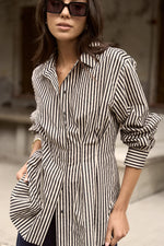 Among The Brave Ensured Black Stripe Fitted Corset Shirt - Black Stripe