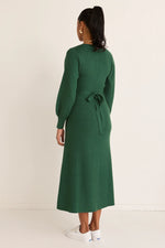 Among the Brave Escapade Emerald LS Flare Knit Dress - Emerald