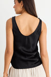 Among The Brave Exceptional Black Satin Bias Cut Tank - Black