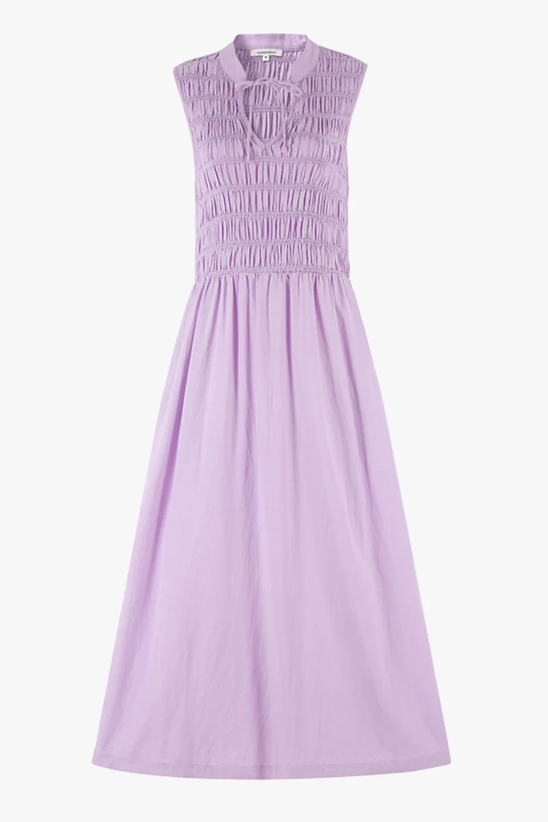 RE: Union Explorer Lilac Sleeveless Split Neck Shirred Midi Dress - Lilac