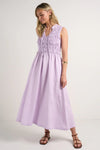 RE: Union Explorer Lilac Sleeveless Split Neck Shirred Midi Dress - Lilac