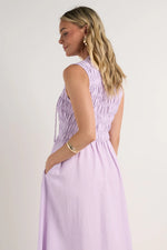 RE: Union Explorer Lilac Sleeveless Split Neck Shirred Midi Dress - Lilac