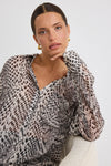 Stories Be Told Felix Charcoal Snake Georgette Oversized Shirt - Charcoal Snake