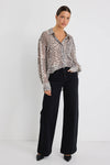Stories Be Told Felix Charcoal Snake Georgette Oversized Shirt - Charcoal Snake