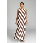 Blak Finally Here Dress - Chocolate/White Diagonal Stripe
