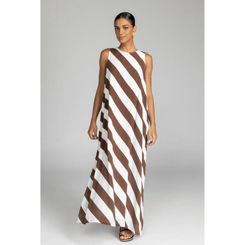 Blak Finally Here Dress - Chocolate/White Diagonal Stripe